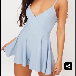 Pretty little thing- Powder blue crepe romper